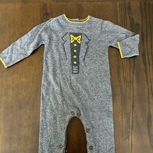 Deux par Deux Gray and Yellow Tuxedo Footies